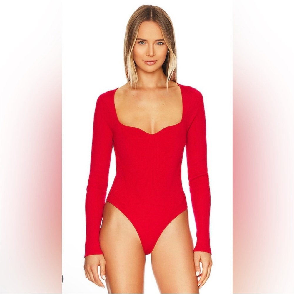 $158 REVOLVE-Brand ONE GREY DAY Red Bodysuit, Size Small